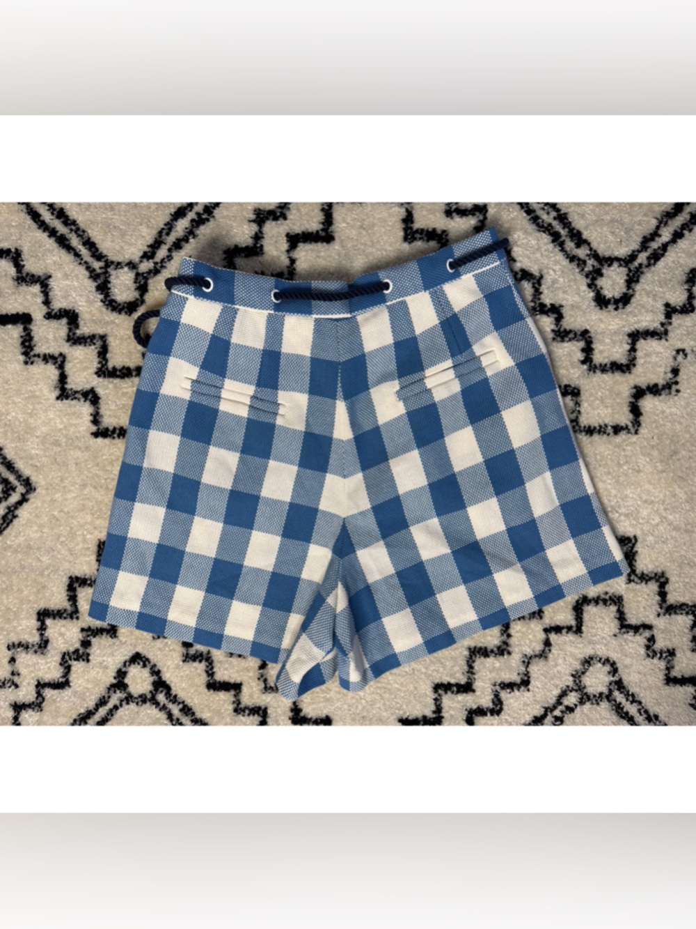 Pearl by Lela Rose Blue & White Woven Gingham Shorts Size 6 - Picture 4 of 6